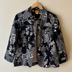 Ruby Rd.‎ Black & White floral print jacket cotton blend